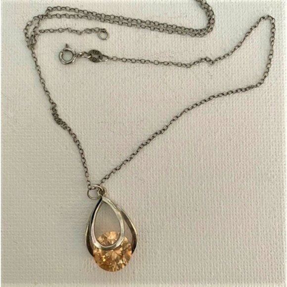 Sterling Silver Topaz CZ necklace - Picture 1 of 6